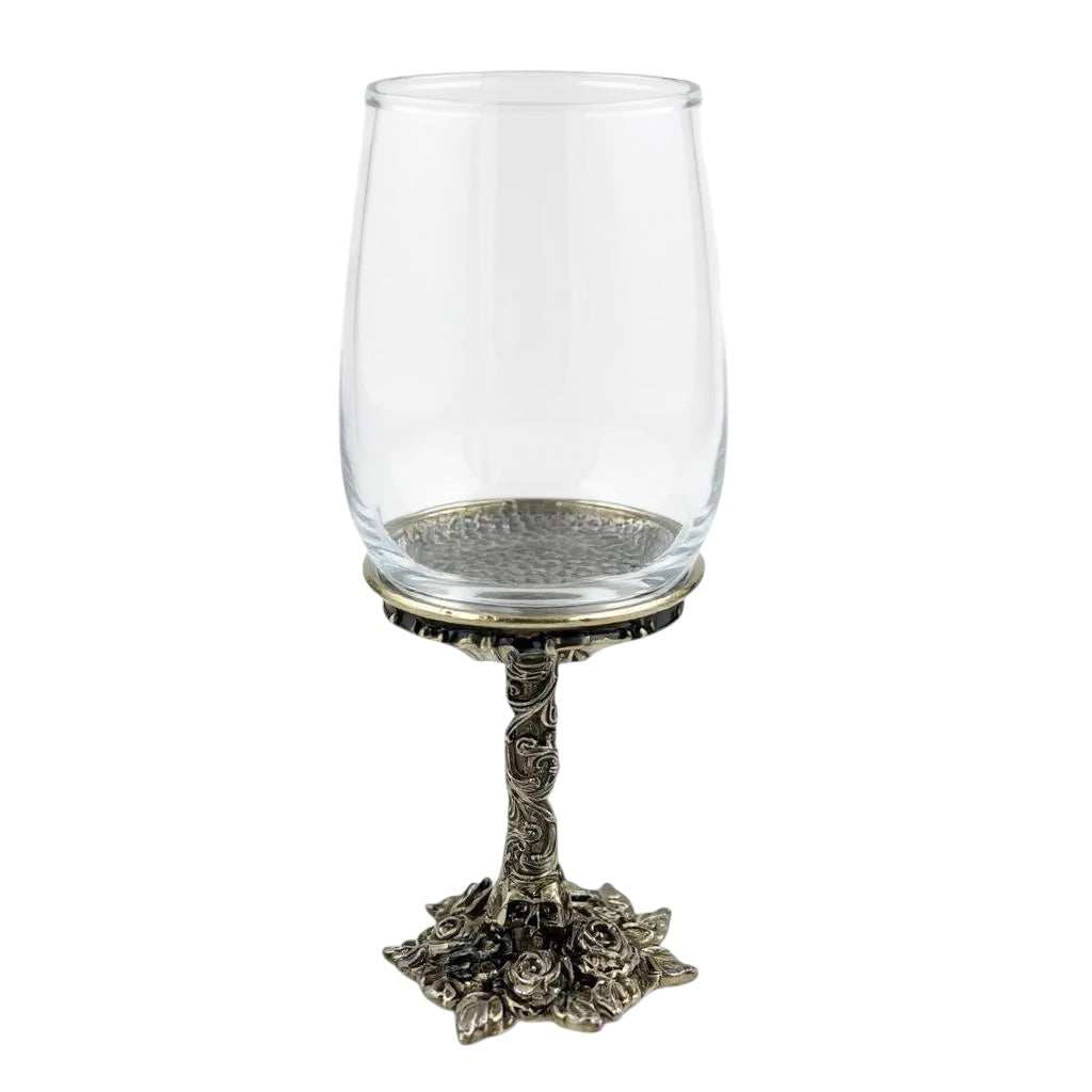 Set of 4 - Gothic Skull & Roses Wine Glasses | Decorative Drinkware | Statement Barware | Antique Finish-2